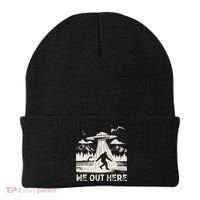We Out Here Funny Bigfoot Mothman Cryptid Ufo Abduction Beanie thumb 0
