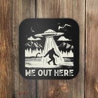 We Out Here Funny Bigfoot Mothman Cryptid Ufo Abduction Coaster thumb 0