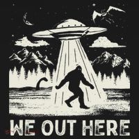 We Out Here Funny Bigfoot Mothman Cryptid Ufo Abduction Women's Hoodie thumb 2