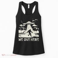 We Out Here Funny Bigfoot Mothman Cryptid Ufo Abduction Women's Tank Top thumb 0