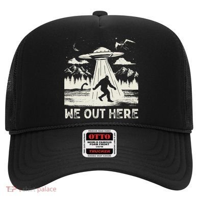 We Out Here Funny Bigfoot Mothman Cryptid Ufo Abduction Hat