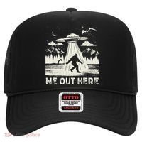 We Out Here Funny Bigfoot Mothman Cryptid Ufo Abduction Hat thumb 0