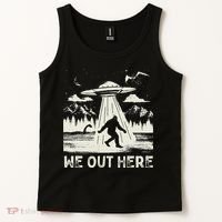 We Out Here Funny Bigfoot Mothman Cryptid Ufo Abduction Tank Top thumb 2