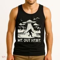 We Out Here Funny Bigfoot Mothman Cryptid Ufo Abduction Tank Top thumb 3