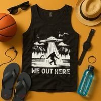 We Out Here Funny Bigfoot Mothman Cryptid Ufo Abduction Tank Top thumb 4