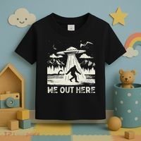 We Out Here Funny Bigfoot Mothman Cryptid Ufo Abduction Toddler T-Shirt thumb 3