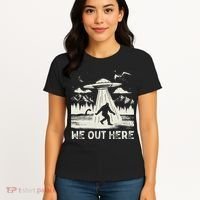 We Out Here Funny Bigfoot Mothman Cryptid Ufo Abduction Women's T-Shirt thumb 4