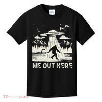 We Out Here Funny Bigfoot Mothman Cryptid Ufo Abduction Kids T-Shirt thumb 0