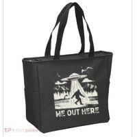 We Out Here Funny Bigfoot Mothman Cryptid Ufo Abduction Tote Bag thumb 2