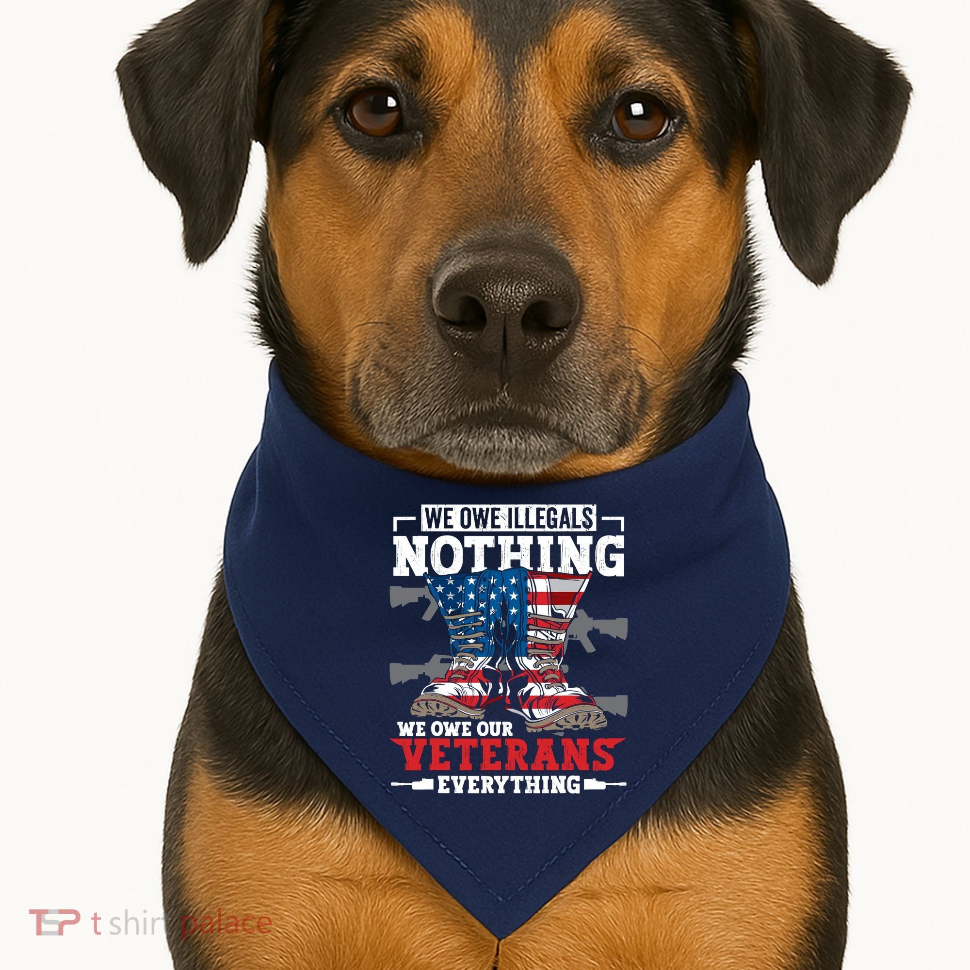 We Owe Illegals Nothing We Owe Our Veterans Everything USA-Made Doggie Bandana