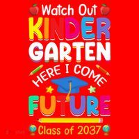 Watch Out Kindergarten Here I Come Future Class Of 2037 Cute Gift Santa Hat thumb 1