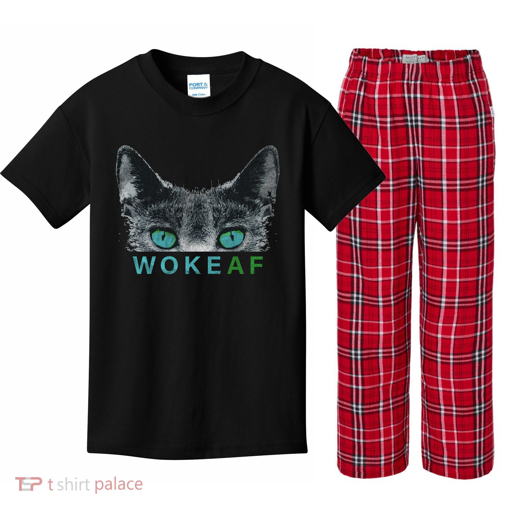 Woke AF Kids Plaid Pajama Set