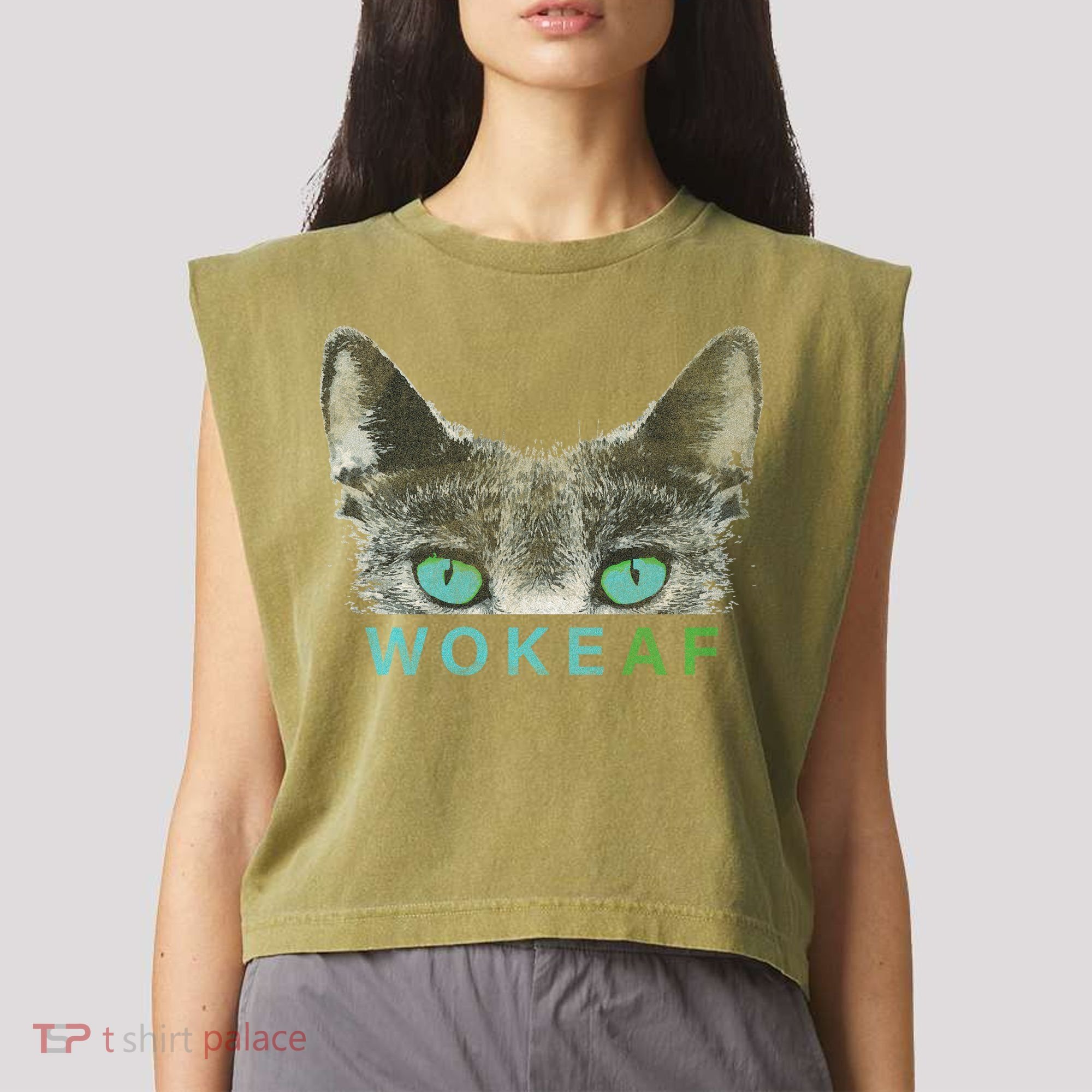 Woke AF Garment-Dyed Women's Muscle Tee