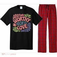 Worthy Of Love Inspirational Floral Pattern Pajama Set thumb 0