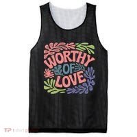 Worthy Of Love Inspirational Floral Pattern Mesh Reversible Basketball Jersey Tank thumb 0