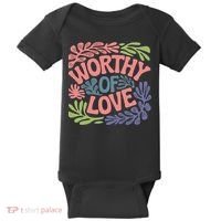 Worthy Of Love Inspirational Floral Pattern Baby Bodysuit thumb 0