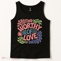 Worthy Of Love Inspirational Floral Pattern Tank Top thumb 2