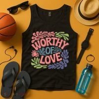 Worthy Of Love Inspirational Floral Pattern Tank Top thumb 4