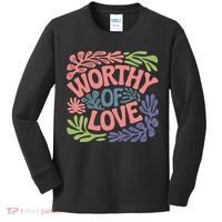 Worthy Of Love Inspirational Floral Pattern Kids Long Sleeve Shirt thumb 0
