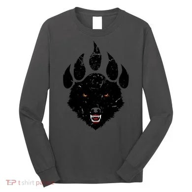 Wolf Claw Imprint Face Long Sleeve Shirt