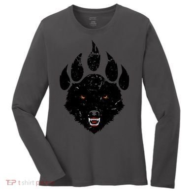 Wolf Claw Imprint Face Women's Long Sleeve Shirt