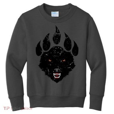 Wolf Claw Imprint Face Kids Sweatshirt