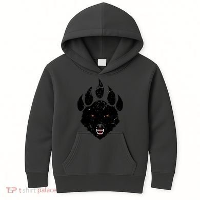 Wolf Claw Imprint Face Kids Hoodie
