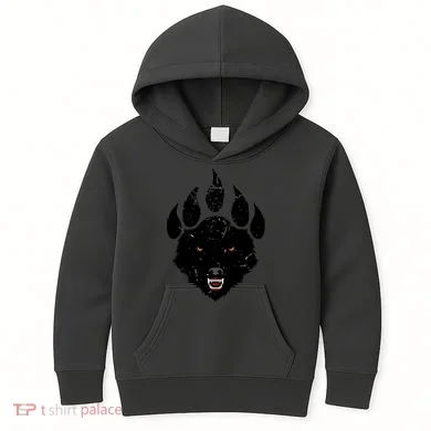 Wolf Claw Imprint Face Kids Hoodie