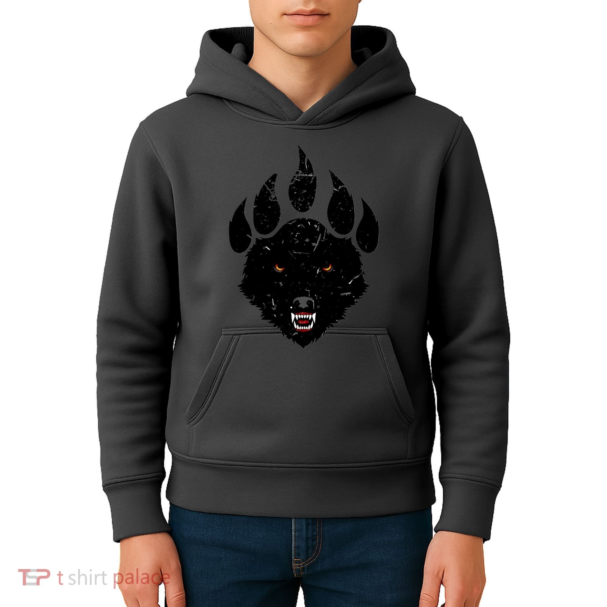 Wolf Claw Imprint Face Kids Hoodie