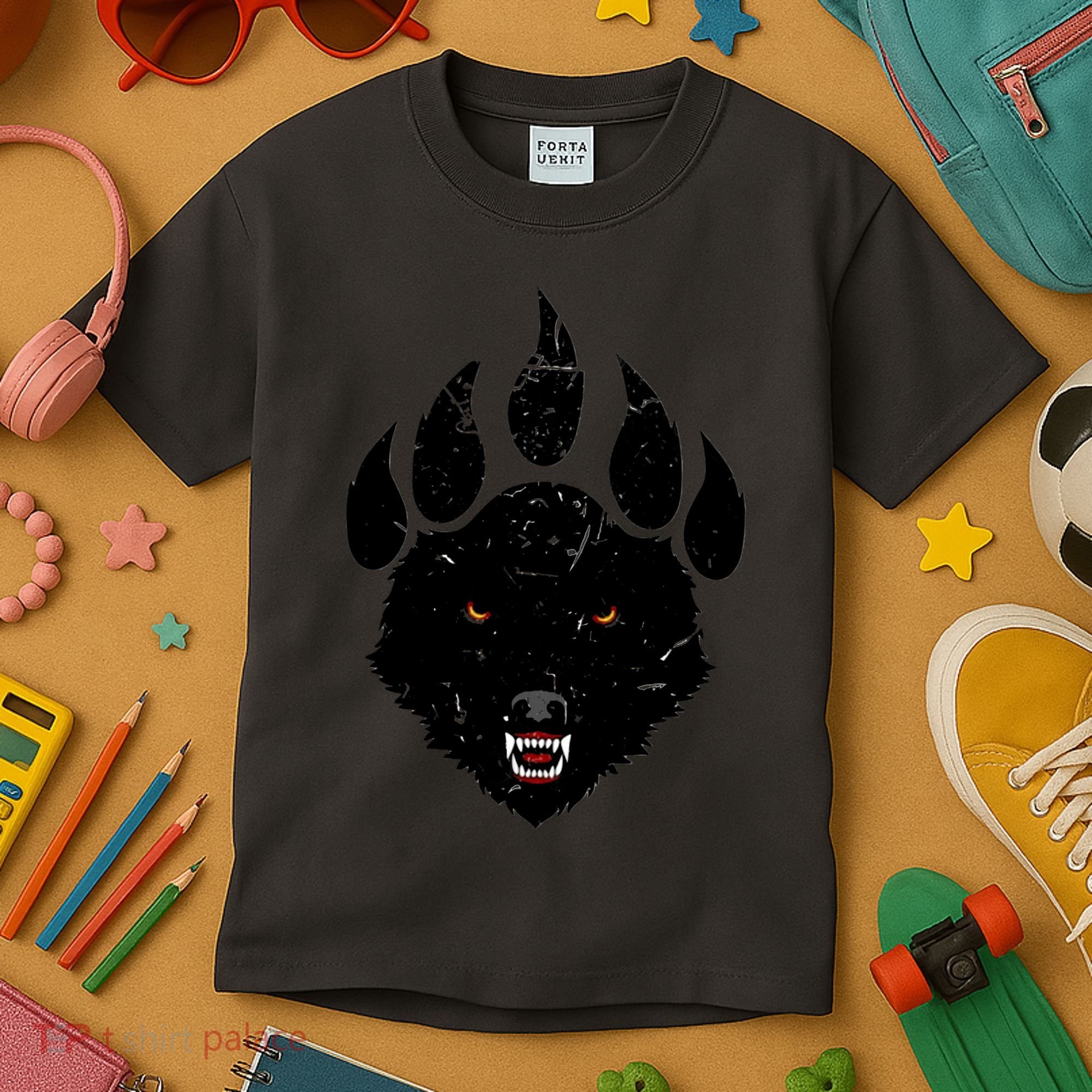 Wolf Claw Imprint Face Kids T-Shirt