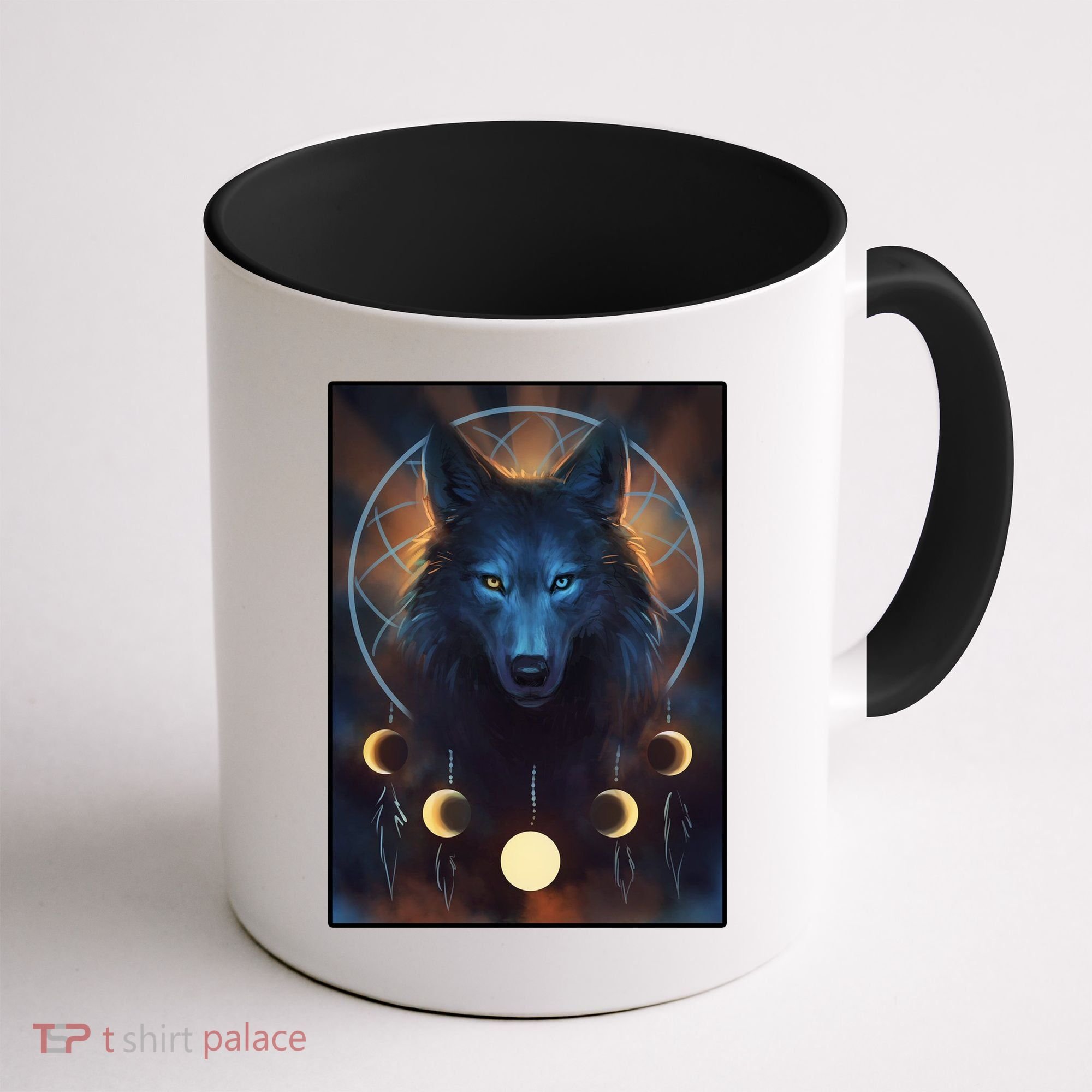 Wolf Dream Catcher Moon Phases  Coffee Mug