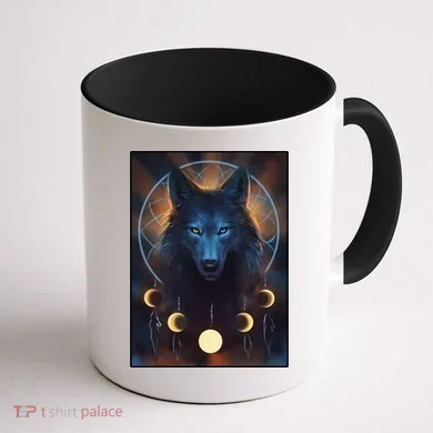 Wolf Dream Catcher Moon Phases  Coffee Mug back