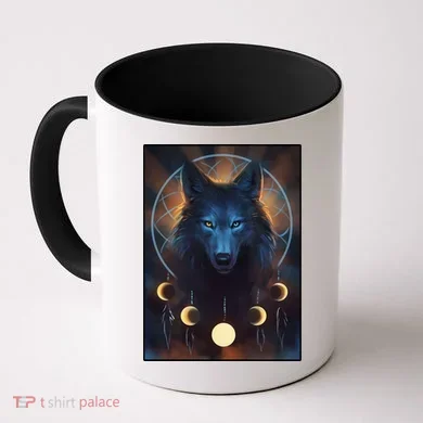 Wolf Dream Catcher Moon Phases  Coffee Mug