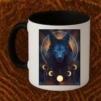 Wolf Dream Catcher Moon Phases  Coffee Mug thumb 2