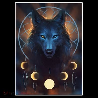 Wolf Dream Catcher Moon Phases  Ornament