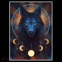 Wolf Dream Catcher Moon Phases  Ornament thumb 1
