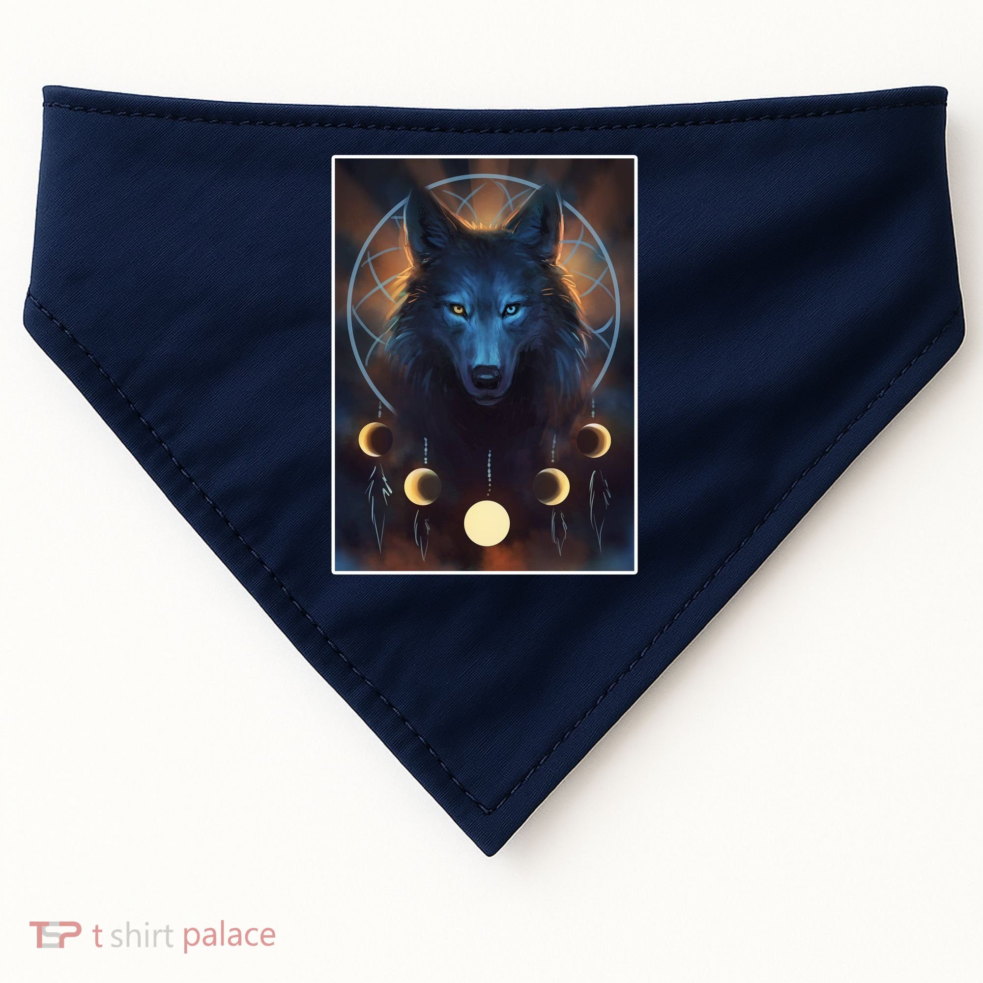 Wolf Dream Catcher Moon Phases  USA-Made Doggie Bandana