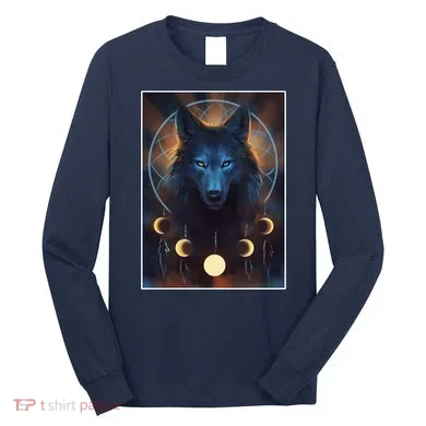 Wolf Dream Catcher Moon Phases Long Sleeve Shirt
