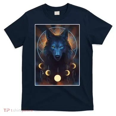 Wolf Dream Catcher Moon Phases  T-Shirt
