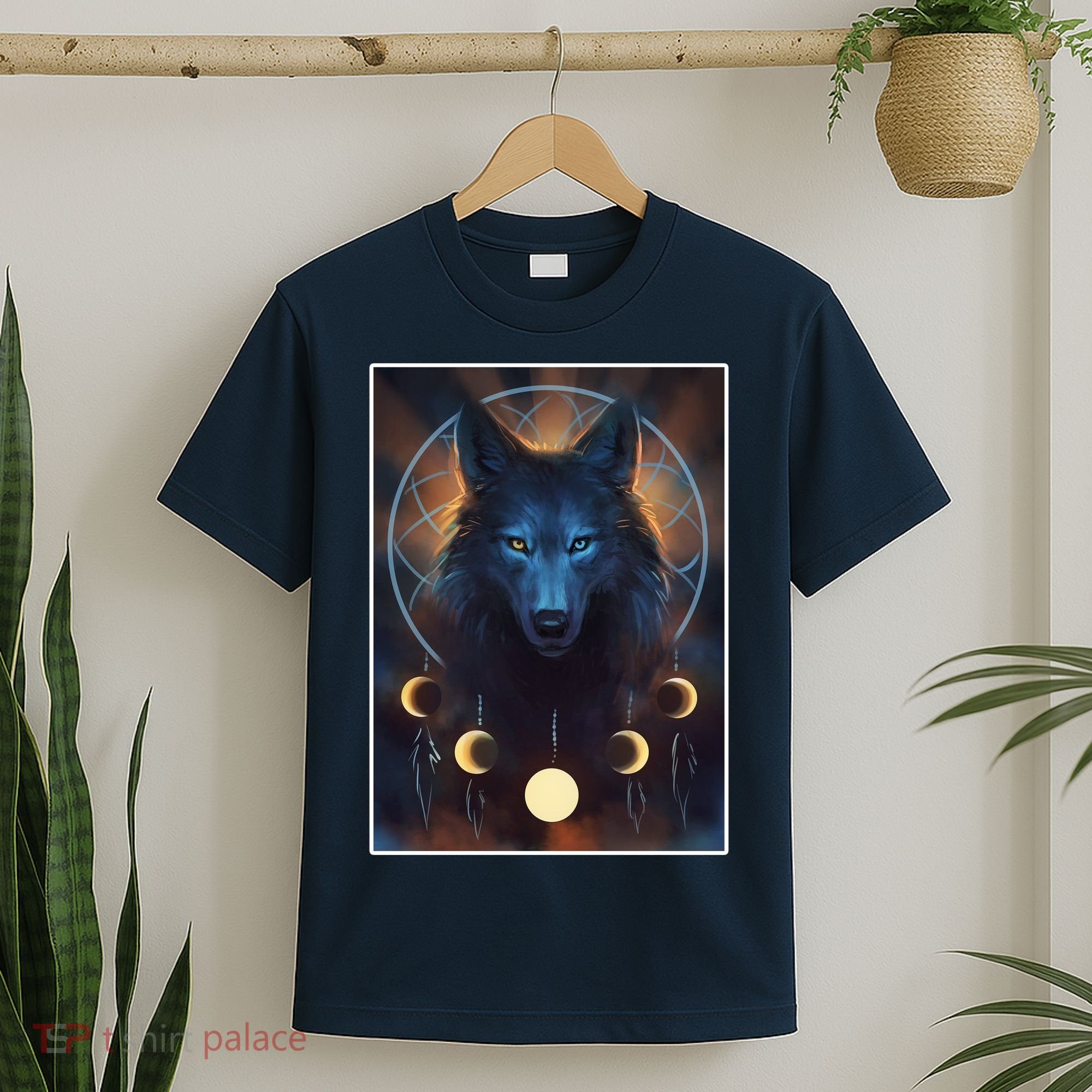 Wolf Dream Catcher Moon Phases  T-Shirt