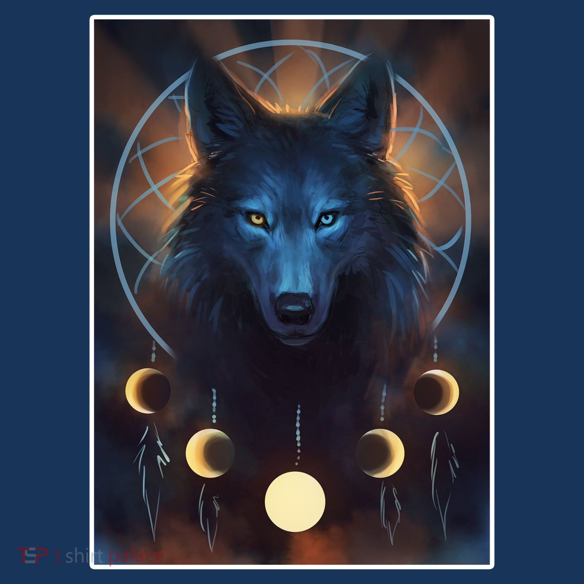 Wolf Dream Catcher Moon Phases  T-Shirt