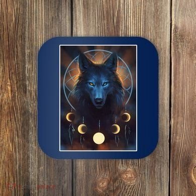 Wolf Dream Catcher Moon Phases  Coaster