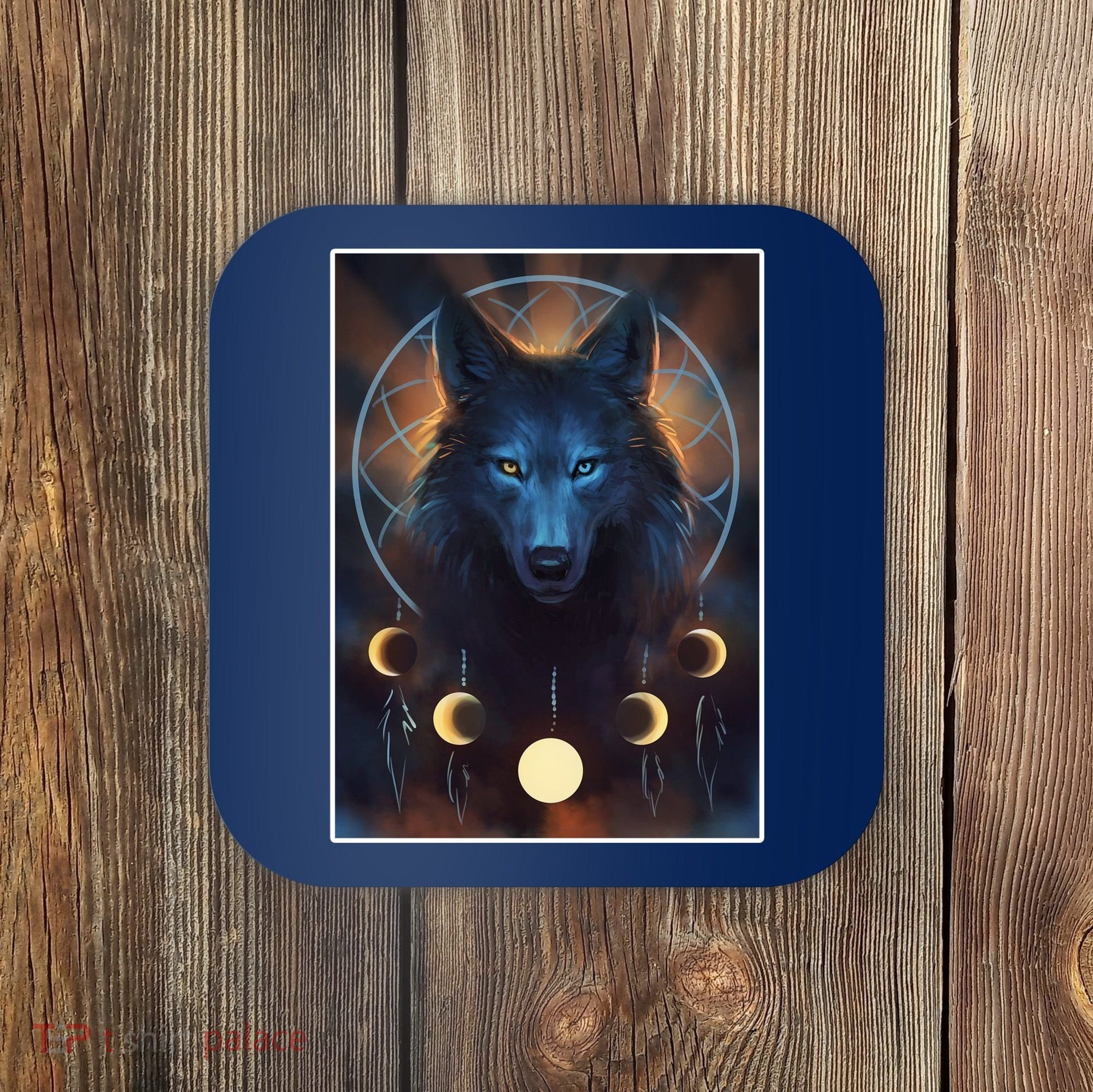 Wolf Dream Catcher Moon Phases  Coaster