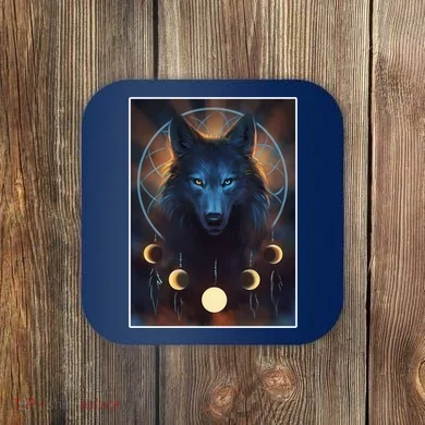 Wolf Dream Catcher Moon Phases  Coaster