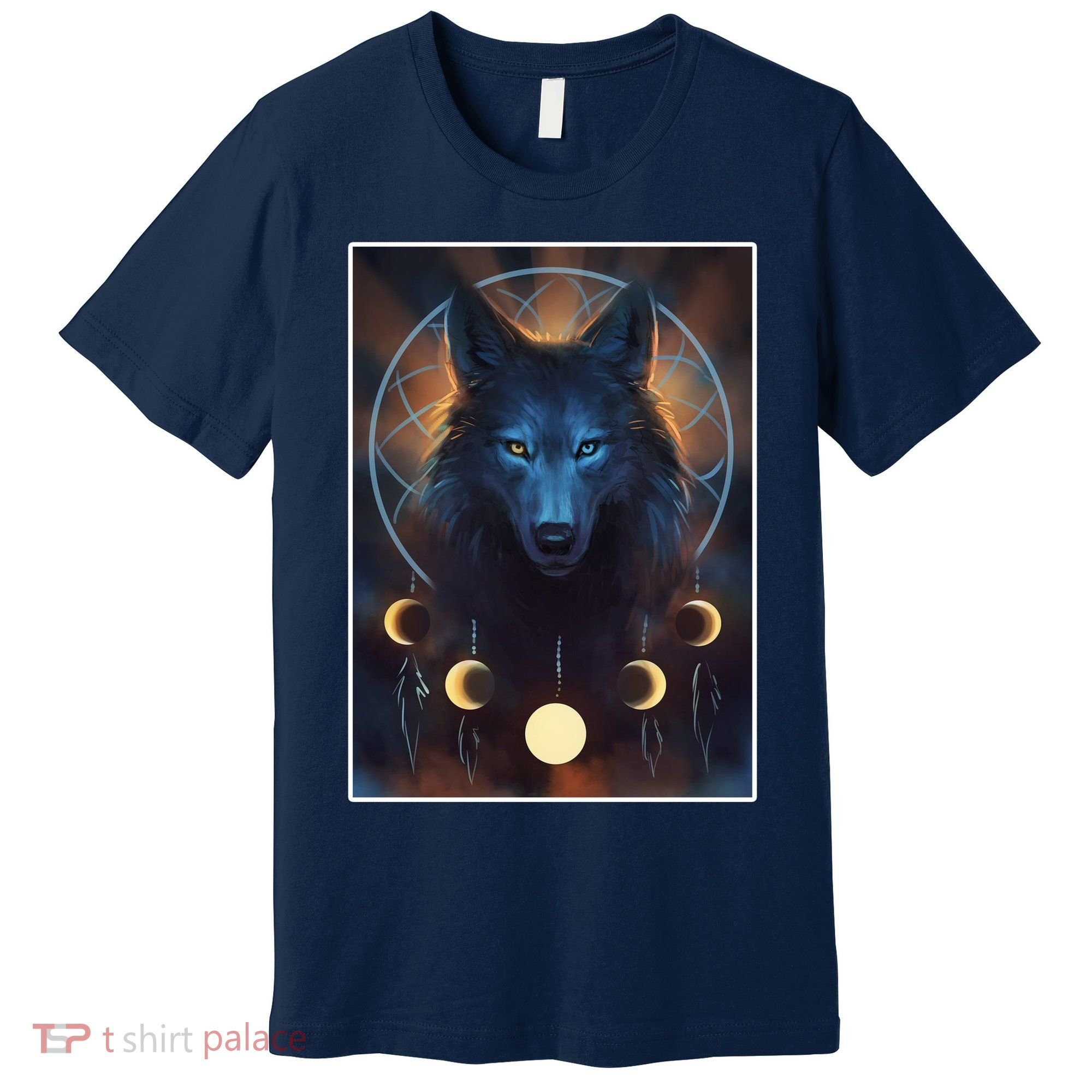 Wolf Dream Catcher Moon Phases  Premium T-Shirt