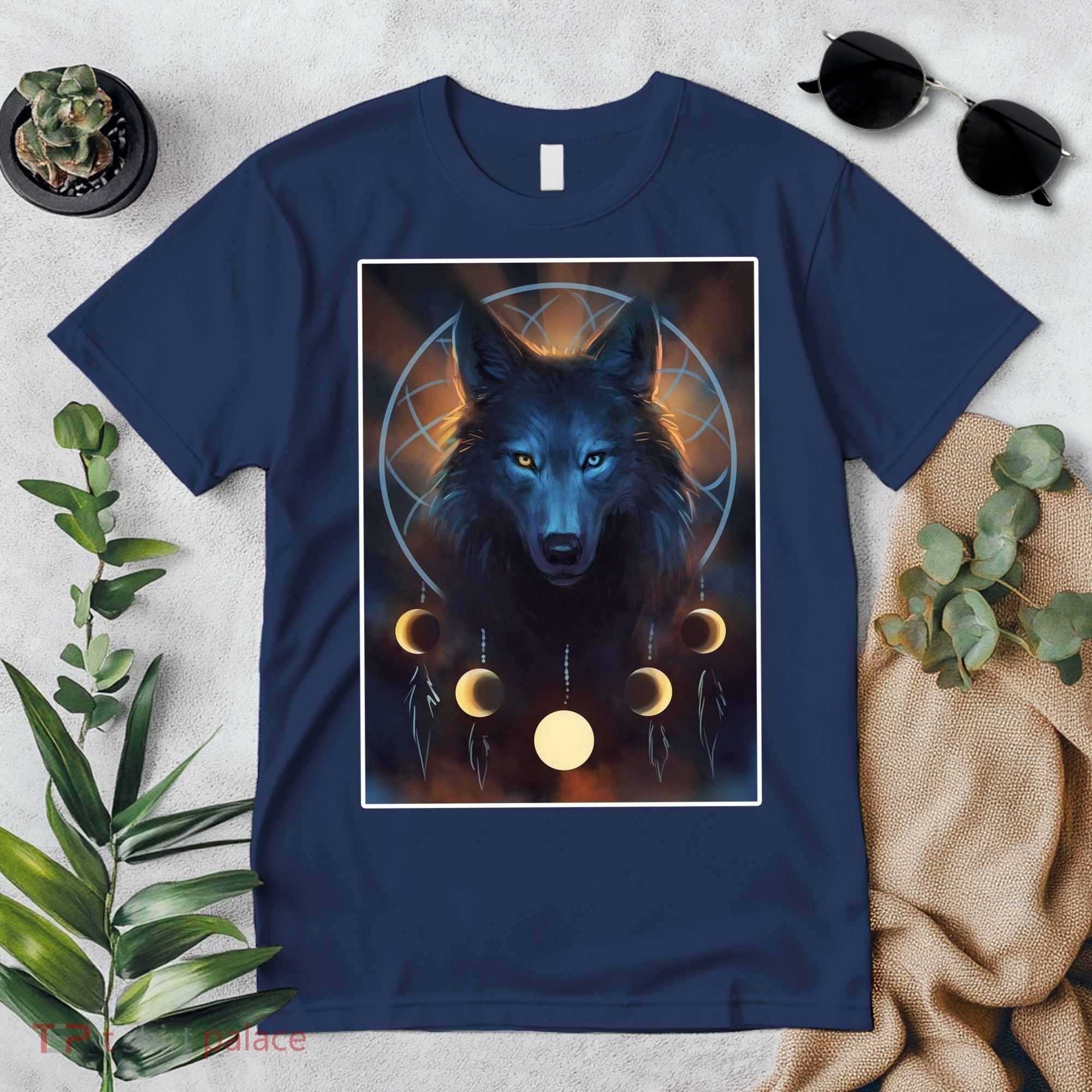Wolf Dream Catcher Moon Phases  Premium T-Shirt