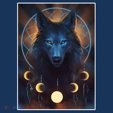 Wolf Dream Catcher Moon Phases  Premium T-Shirt