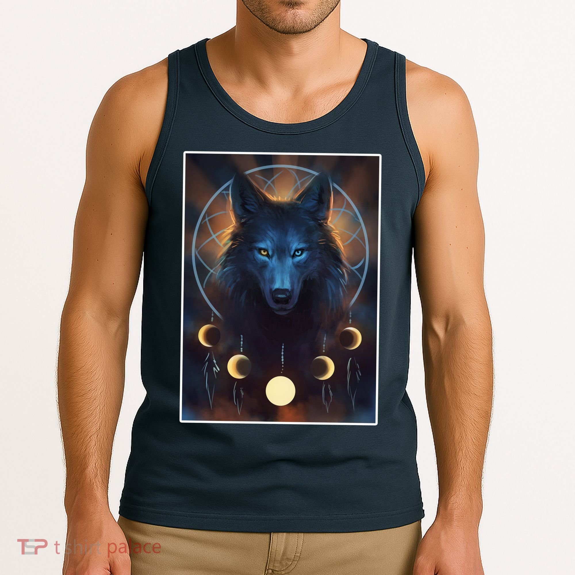 Wolf Dream Catcher Moon Phases  Tank Top