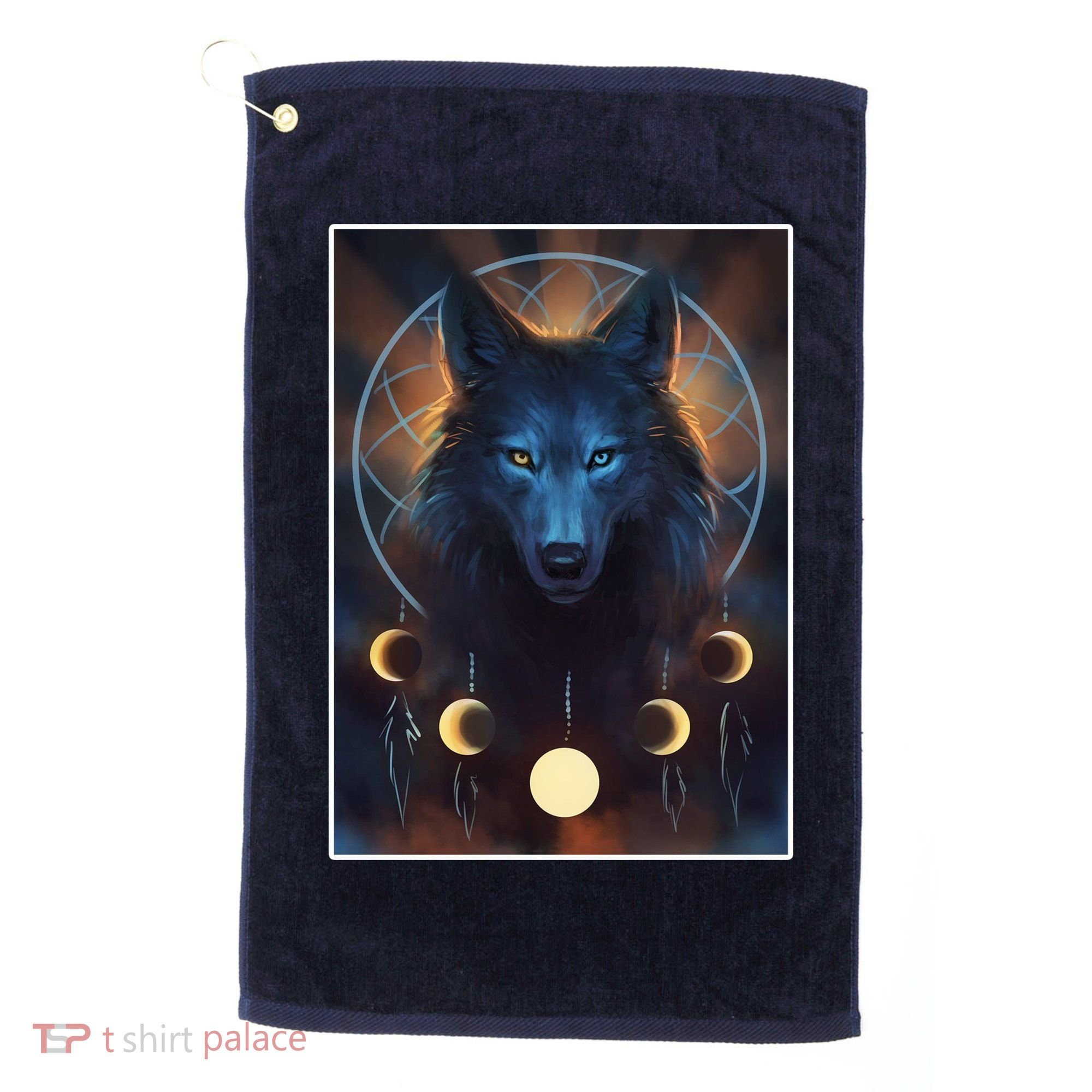 Wolf Dream Catcher Moon Phases  Golf Towel