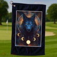 Wolf Dream Catcher Moon Phases  Golf Towel thumb 1